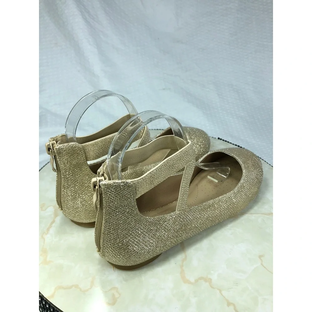 Dream Pairs Sole-Stretchy Glitter Ballet Flats Women 8 Gold Ankle Strap Evening